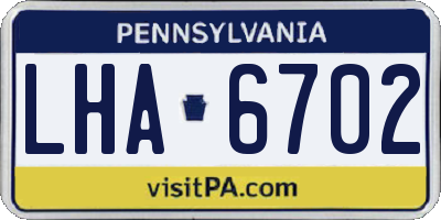 PA license plate LHA6702