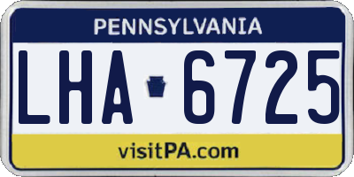 PA license plate LHA6725