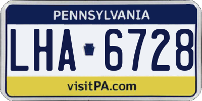 PA license plate LHA6728