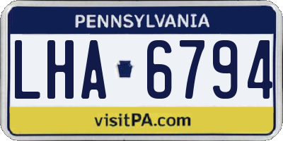 PA license plate LHA6794