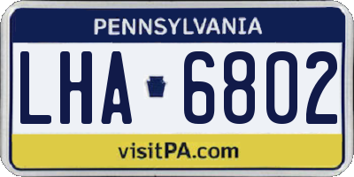 PA license plate LHA6802