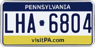 PA license plate LHA6804