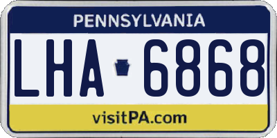 PA license plate LHA6868