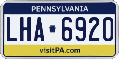PA license plate LHA6920