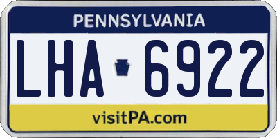 PA license plate LHA6922