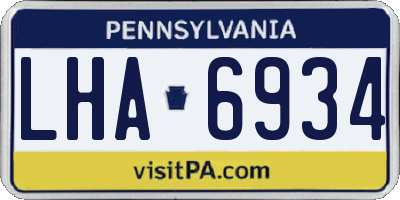 PA license plate LHA6934