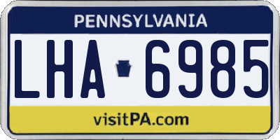 PA license plate LHA6985