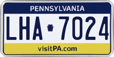 PA license plate LHA7024