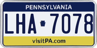 PA license plate LHA7078
