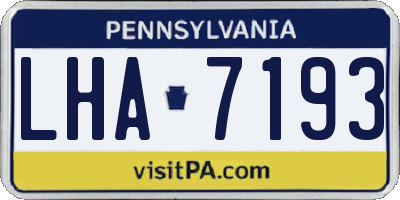 PA license plate LHA7193