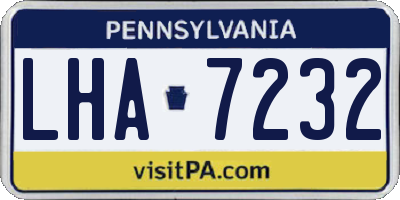 PA license plate LHA7232