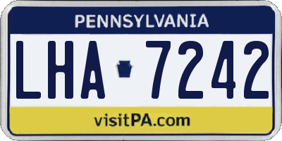 PA license plate LHA7242