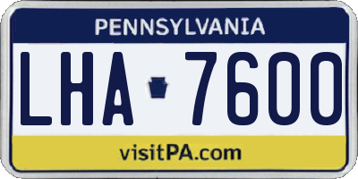 PA license plate LHA7600