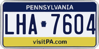 PA license plate LHA7604