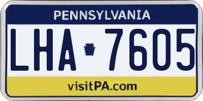 PA license plate LHA7605