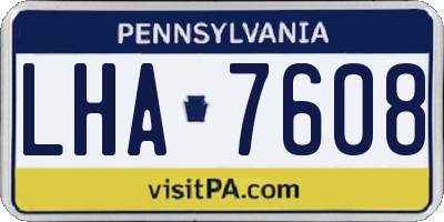 PA license plate LHA7608