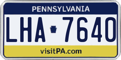 PA license plate LHA7640