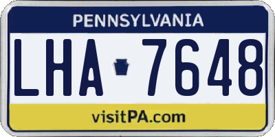 PA license plate LHA7648
