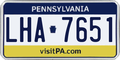 PA license plate LHA7651