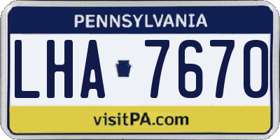 PA license plate LHA7670