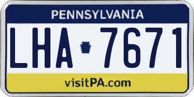 PA license plate LHA7671