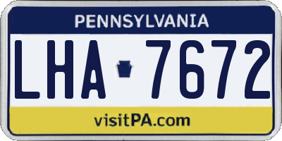 PA license plate LHA7672