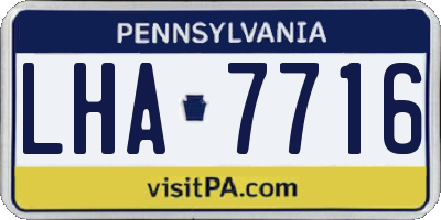 PA license plate LHA7716