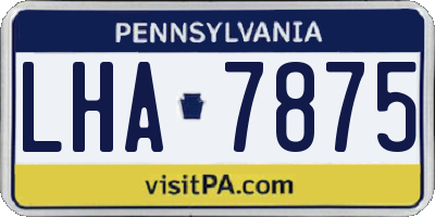 PA license plate LHA7875