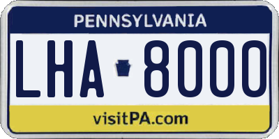 PA license plate LHA8000