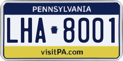 PA license plate LHA8001