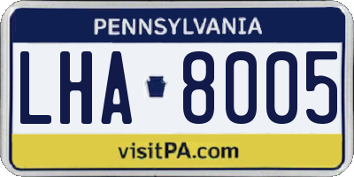 PA license plate LHA8005
