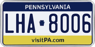 PA license plate LHA8006