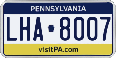 PA license plate LHA8007