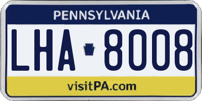 PA license plate LHA8008