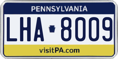 PA license plate LHA8009