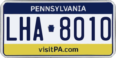 PA license plate LHA8010