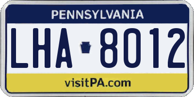 PA license plate LHA8012