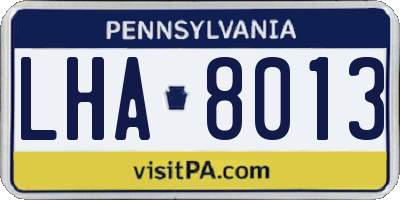 PA license plate LHA8013
