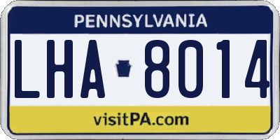 PA license plate LHA8014