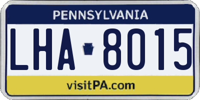 PA license plate LHA8015