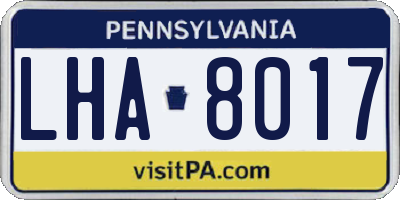 PA license plate LHA8017