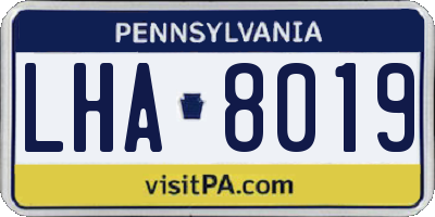 PA license plate LHA8019