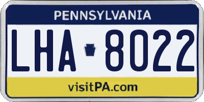 PA license plate LHA8022
