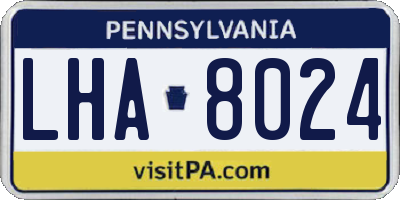 PA license plate LHA8024