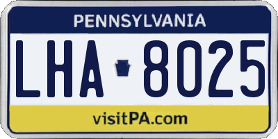 PA license plate LHA8025