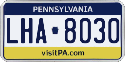 PA license plate LHA8030