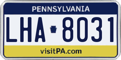 PA license plate LHA8031