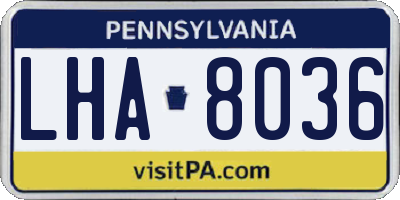 PA license plate LHA8036