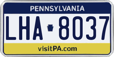 PA license plate LHA8037