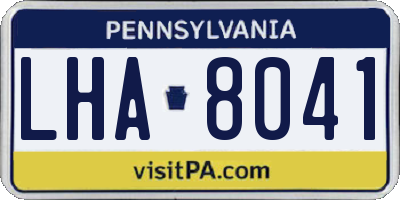 PA license plate LHA8041